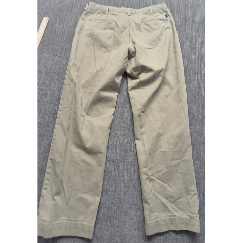 Polo Ralph‎ Lauren men's khaki Preston pants 36x32 flat front 100% Cotton preppy